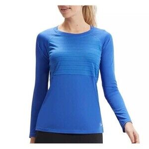 Speedo Women's Performance Swim Tee with UPF 50+ Long Sleeve Shirt, Blue, M NEW